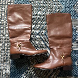 Preppy Americana Etienne Aigner leather upper chestnut light brown riding boot